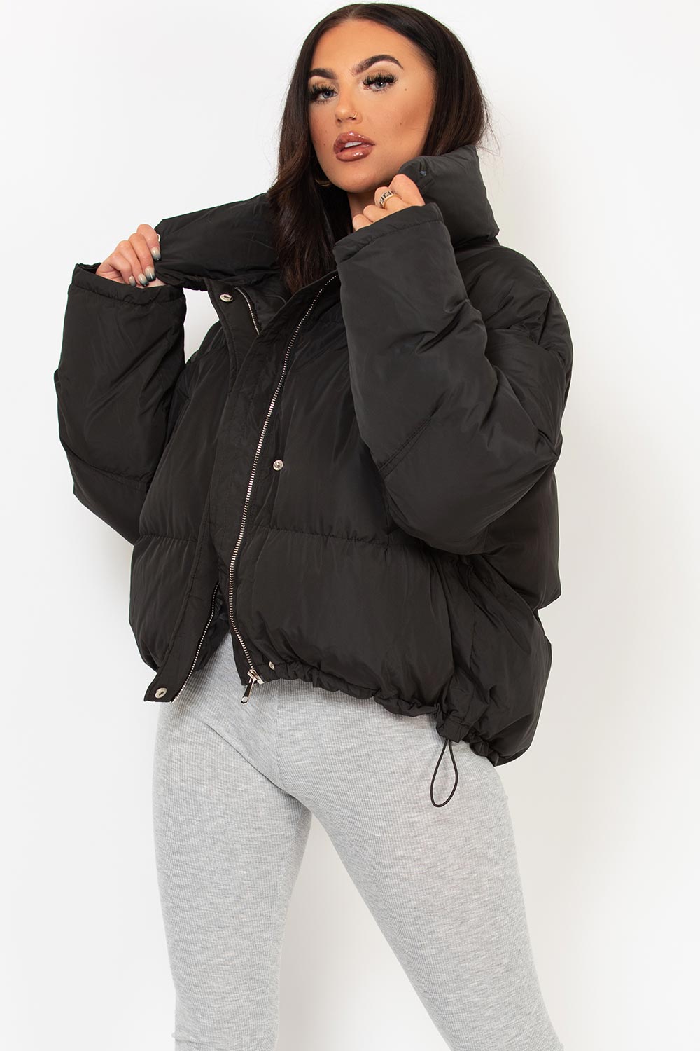 black puffer padded jacket womens