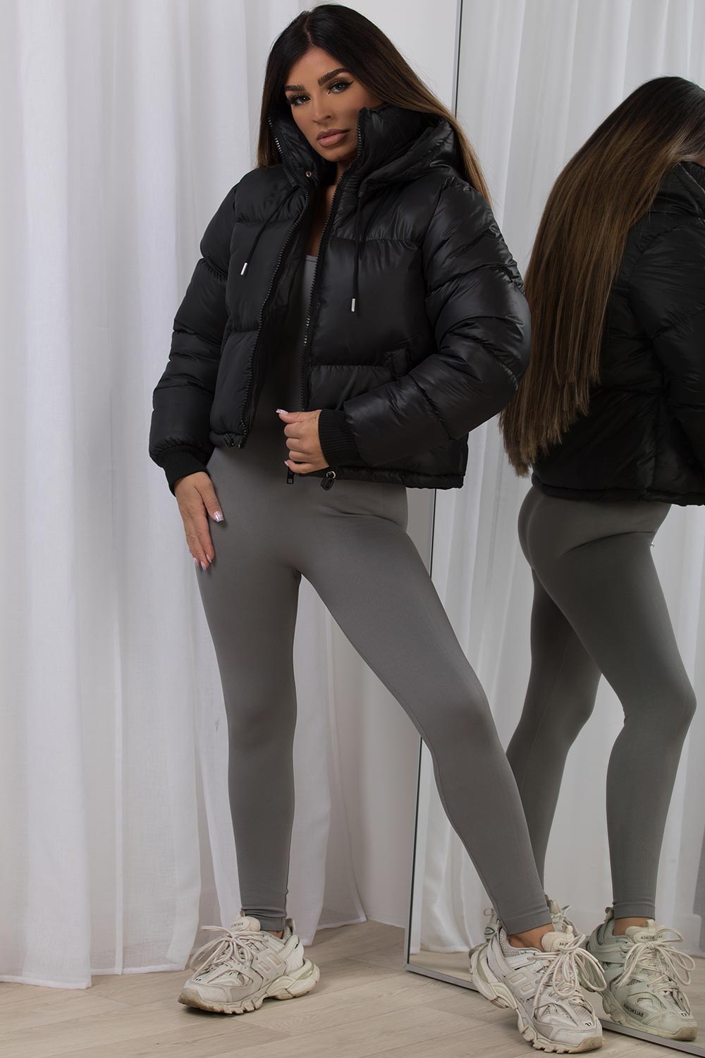 womens black padded puffer jacket sale