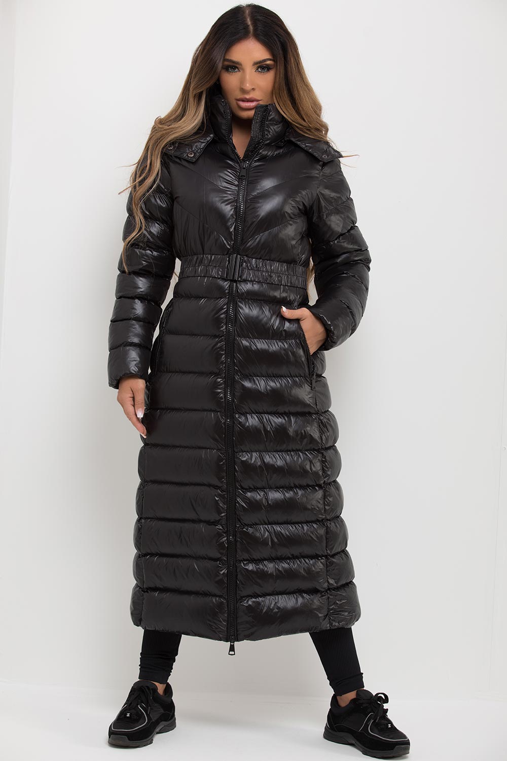 long padded puffer coat womens