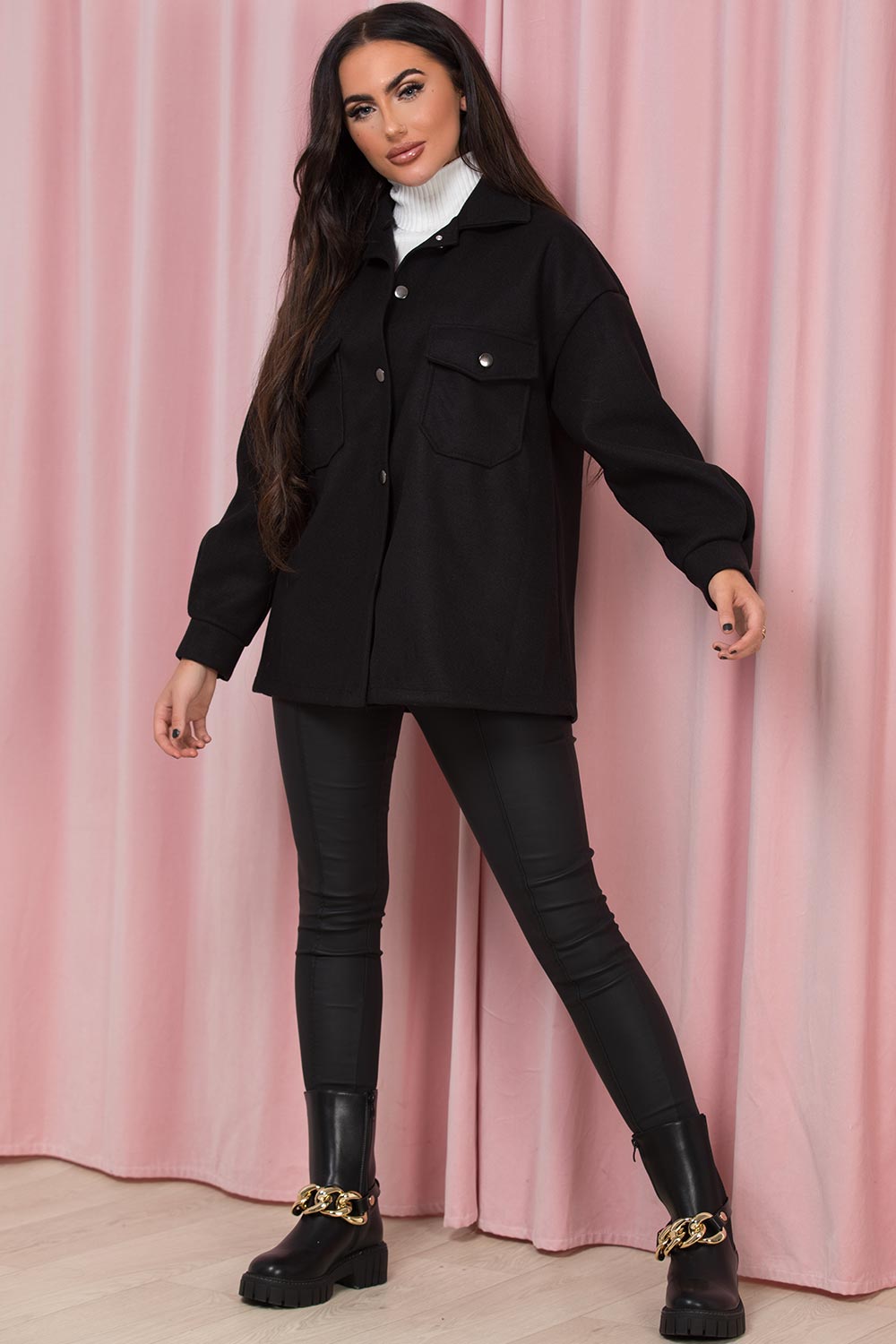 ladies shacket black