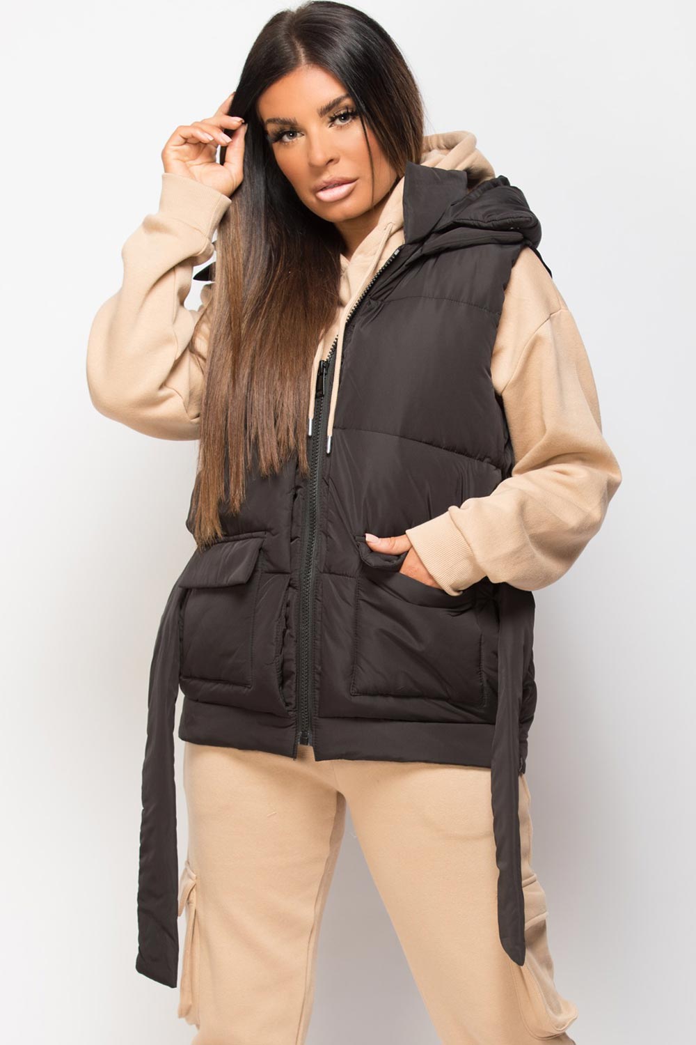 womens padded puffer gilet black