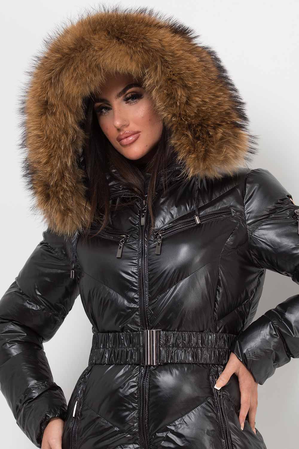 puffer jacket with real fur hood uk