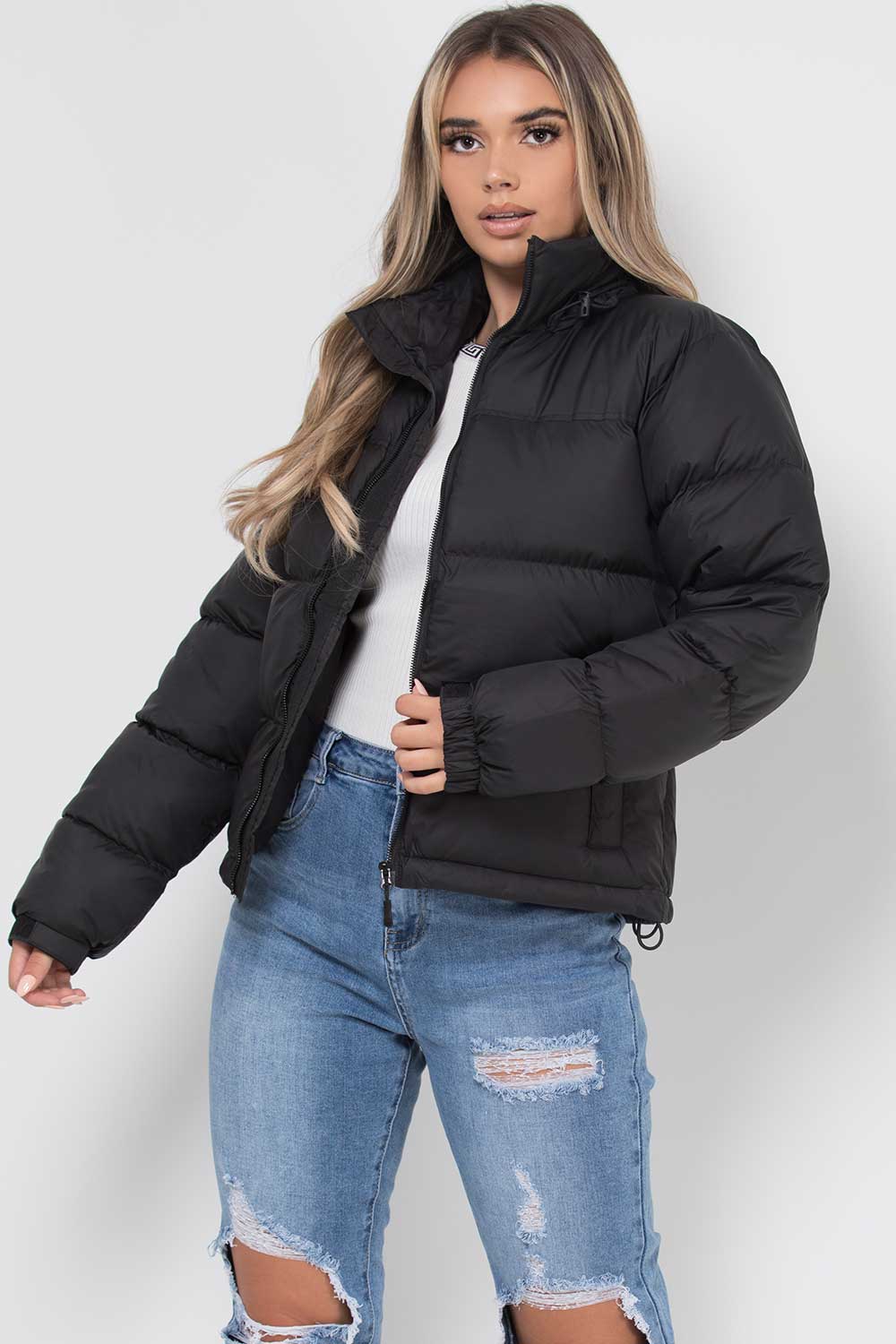 black puffer jacket
