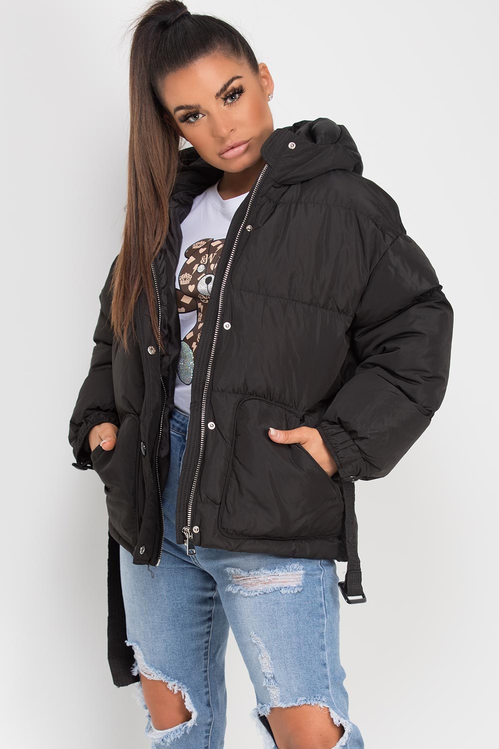 black puffer coat