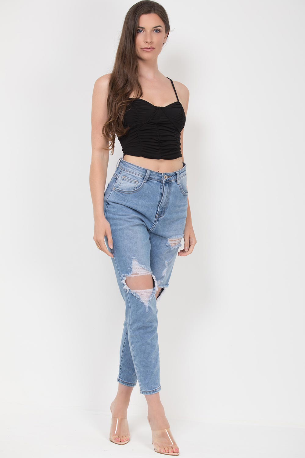 ruched cup top black uk