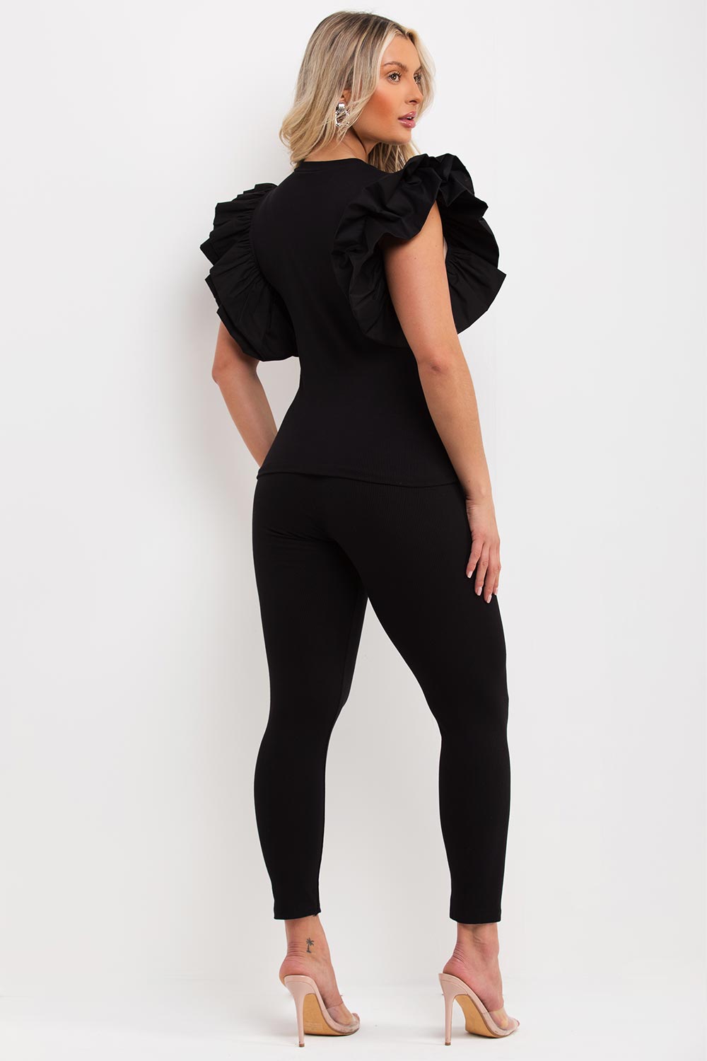 frill ruffle sleeve co ord set uk