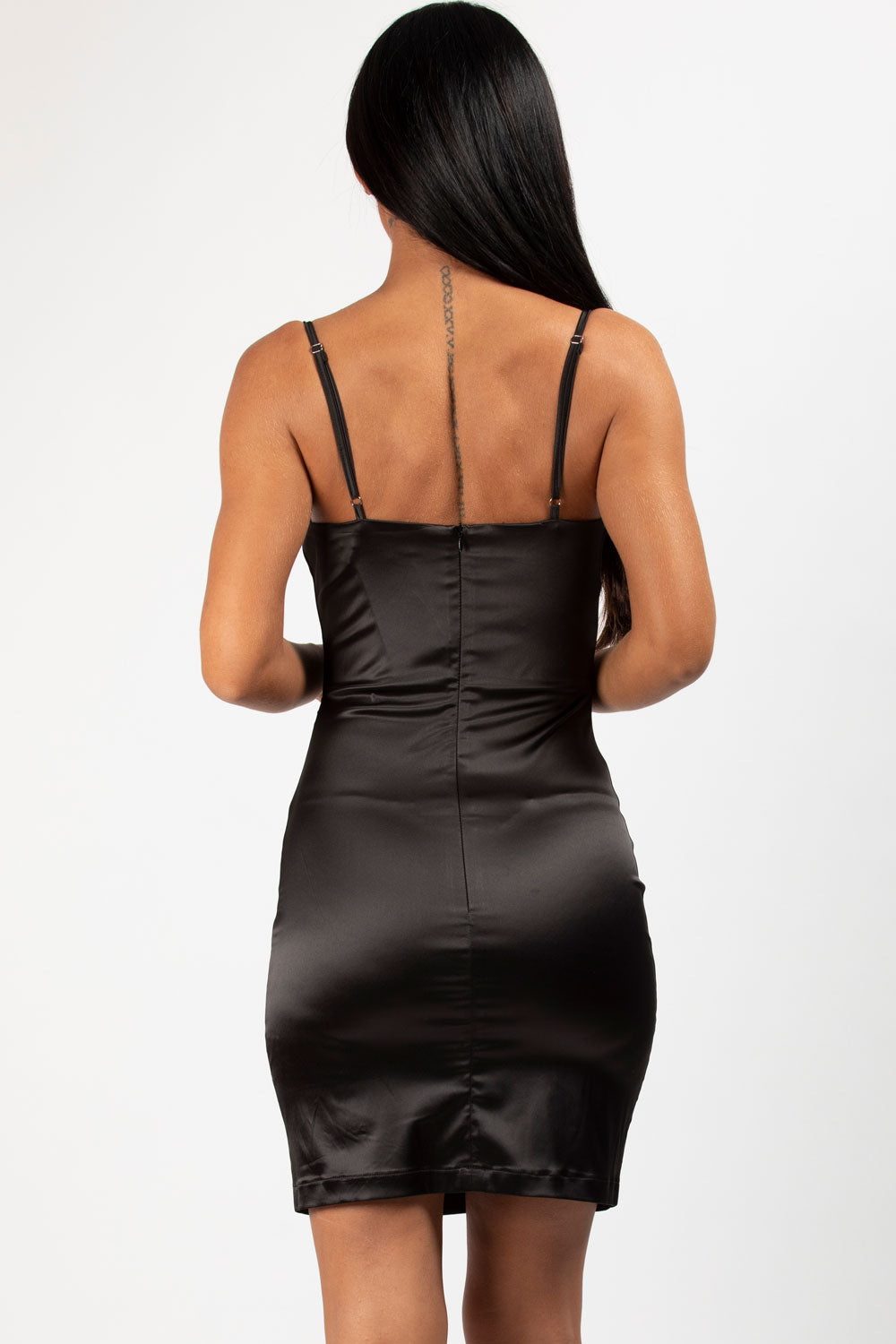 black satin bustier dress