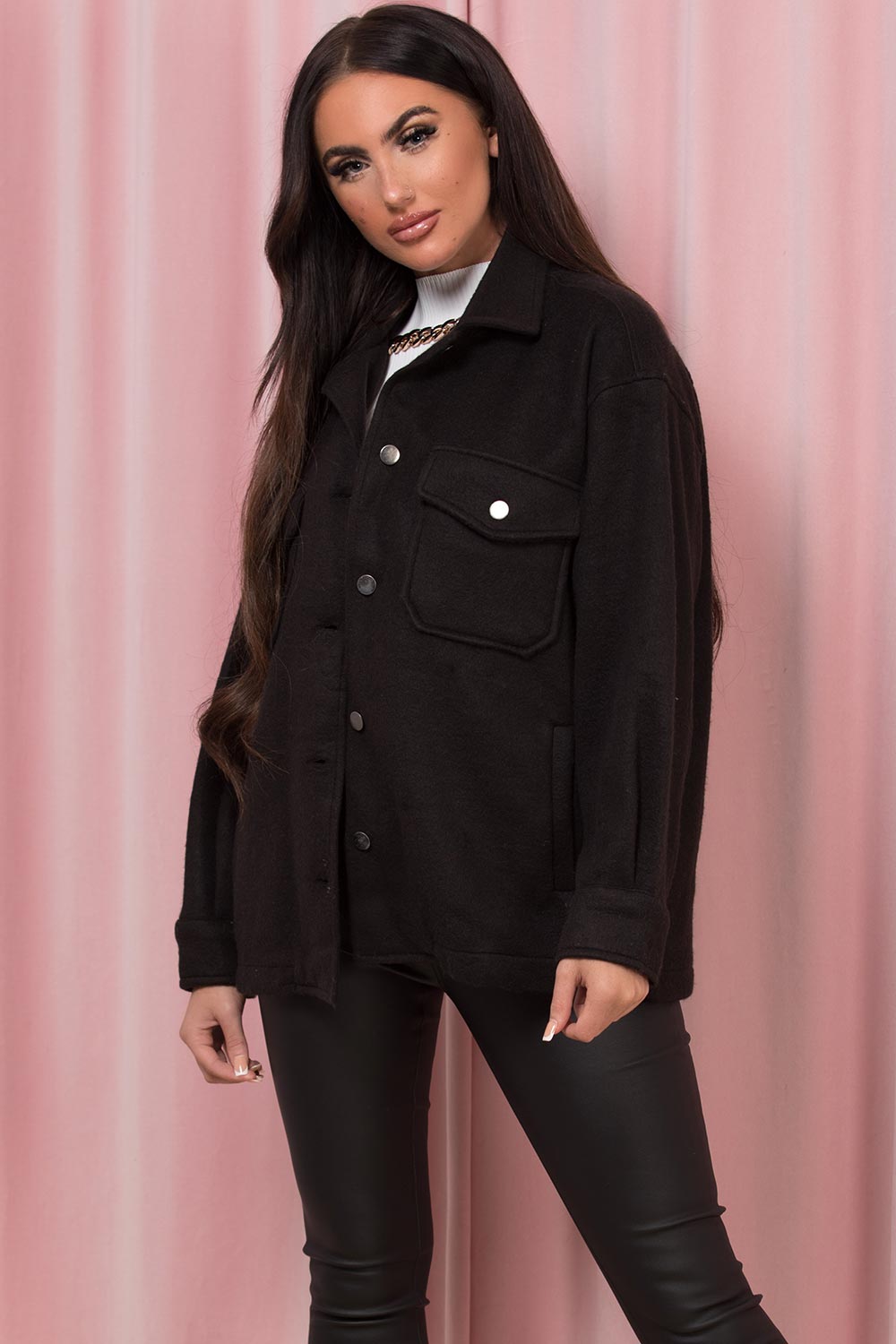 womens black shacket