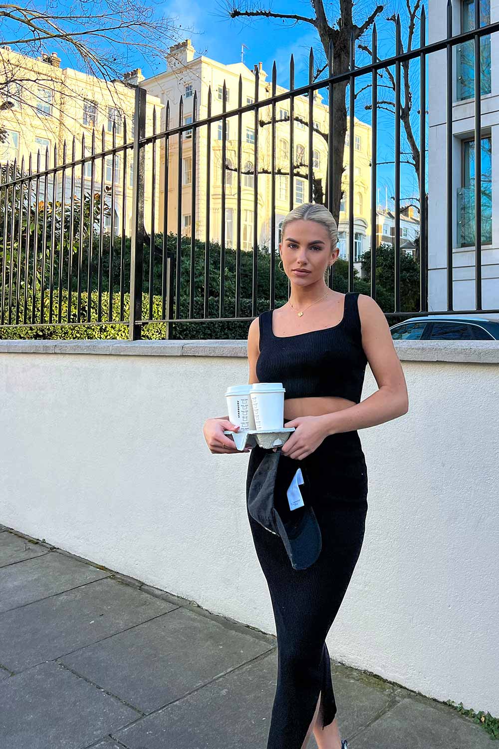 ribbed skirt and top co ord set