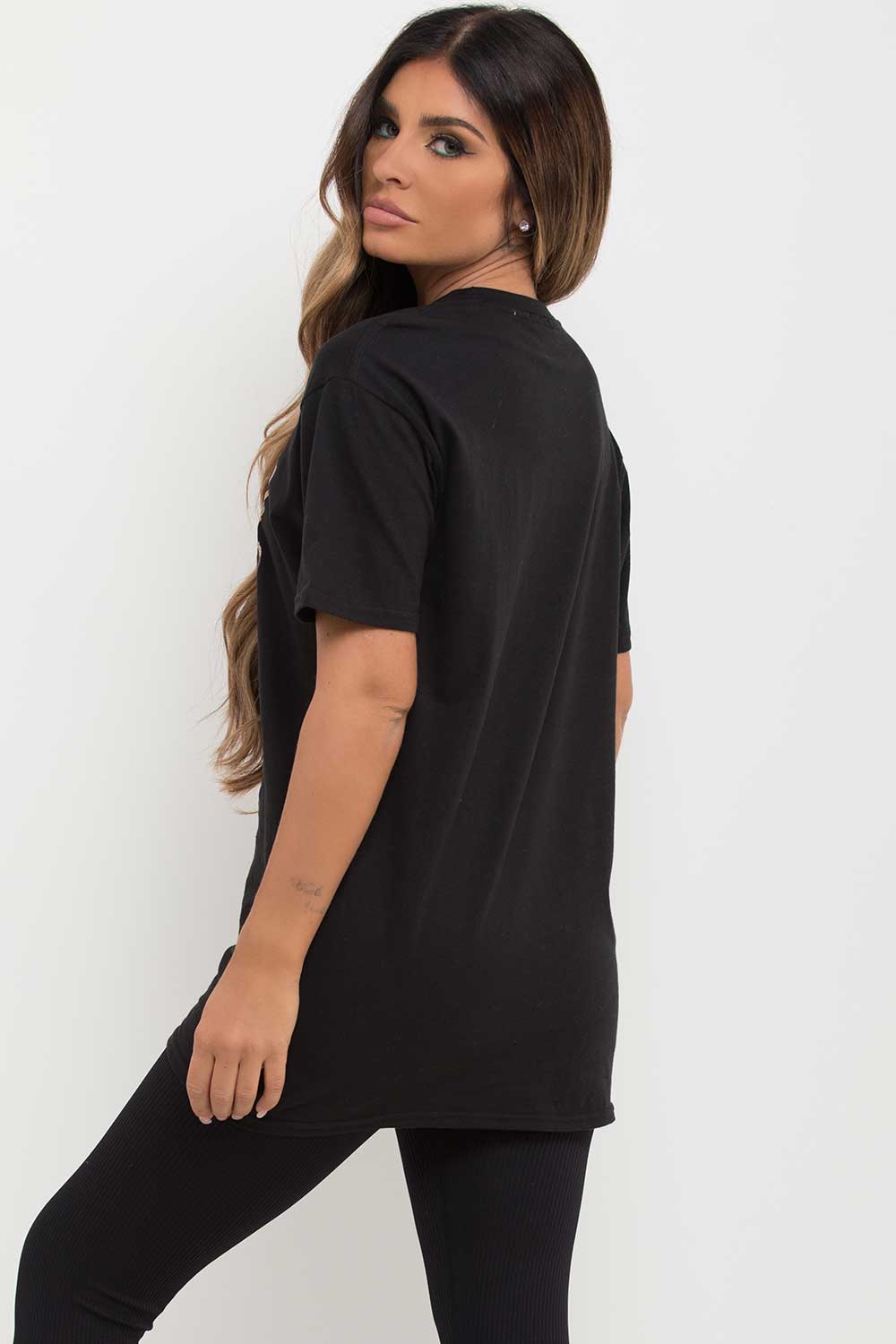 womens black oversized teddy bear t shirt