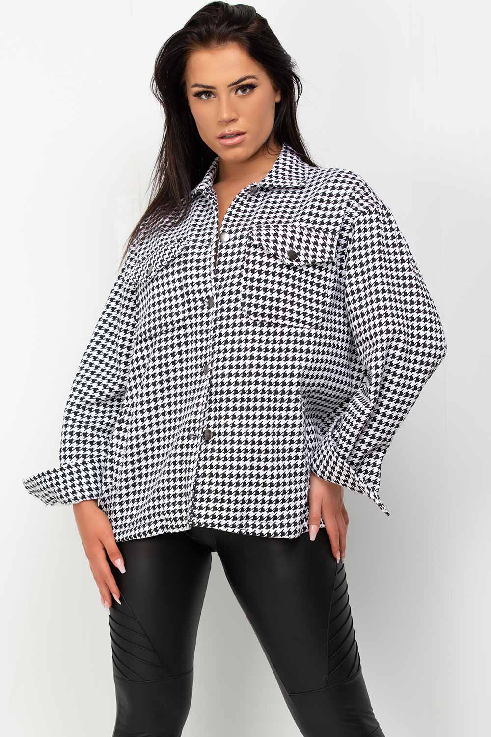 womens dogtooth shacket