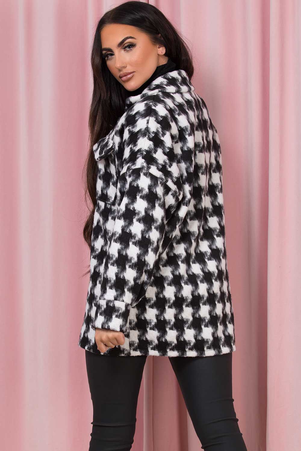womens shacket dogtooth print