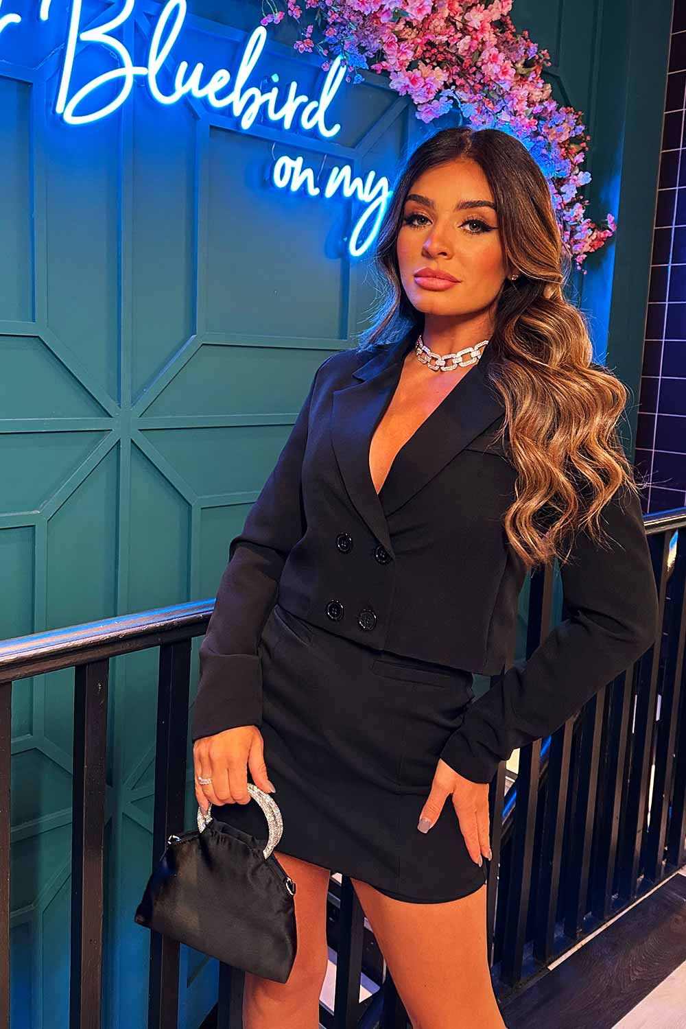 crop blazer and skirt set uk