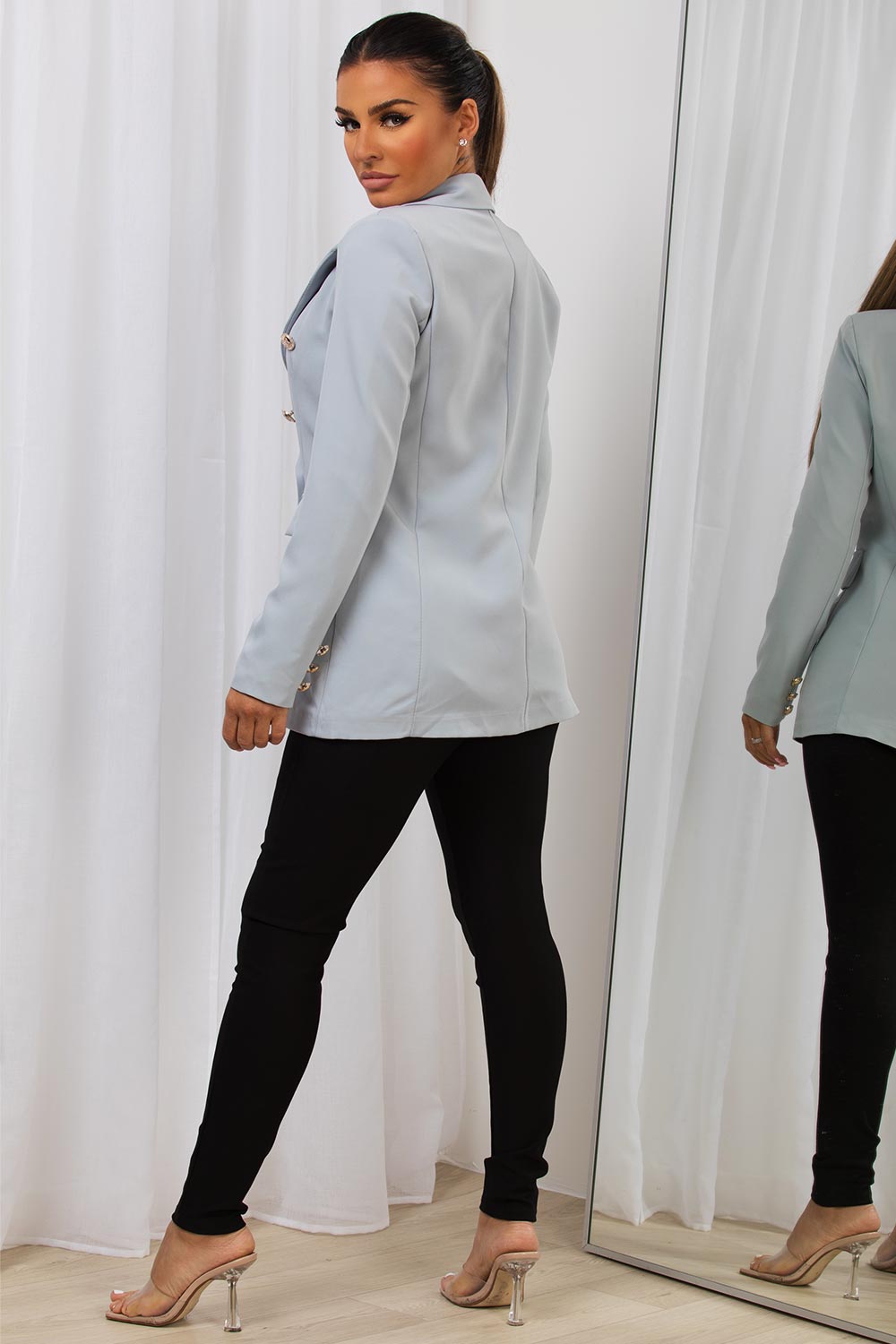 womens blazer with gold buttons