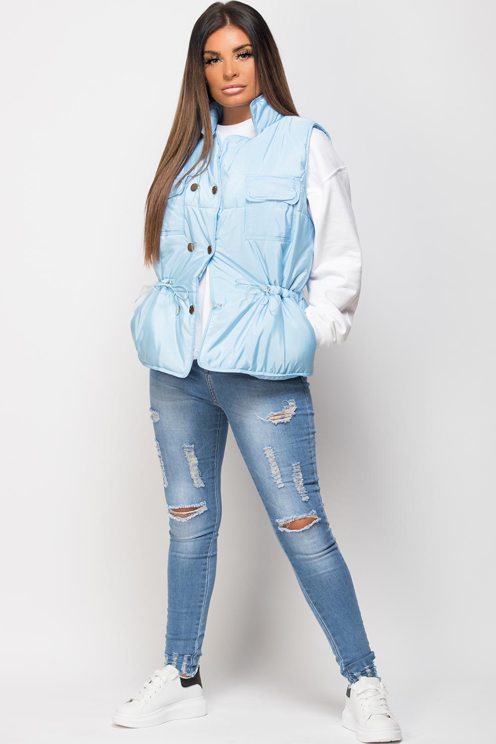 womens gilet sky blue