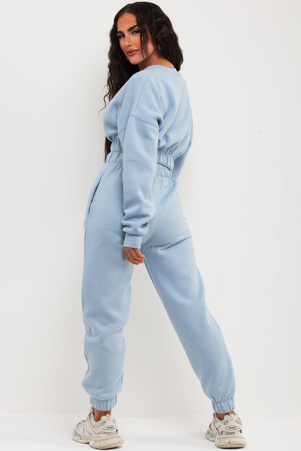 womens high waisted joggers and crop sweatshirt lounge set