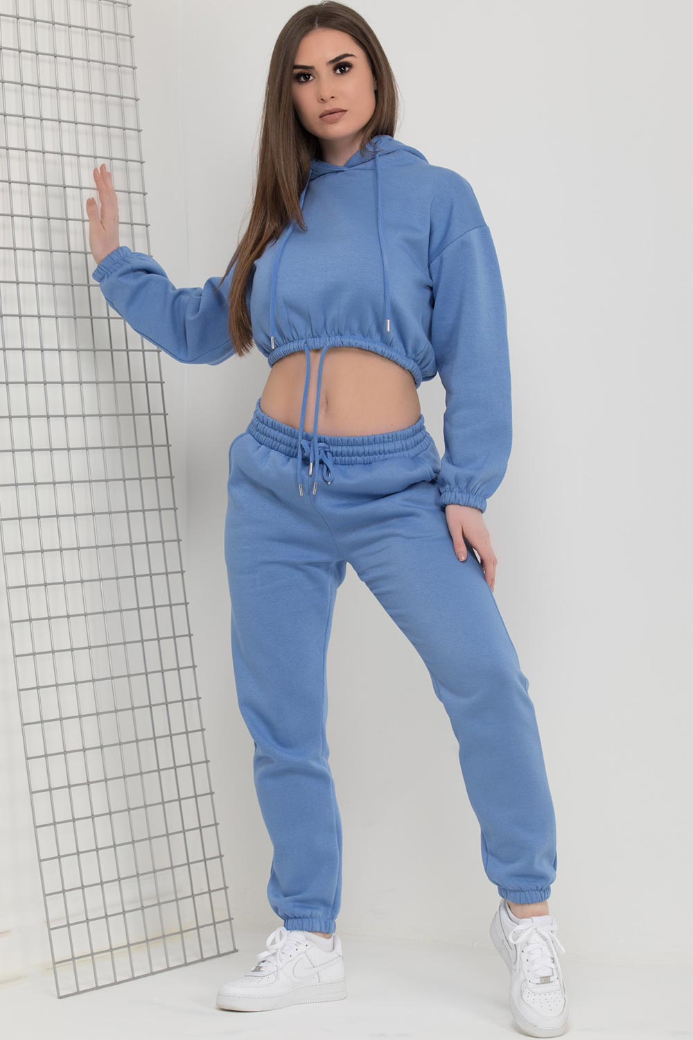 crop hoodie and joggers loungewear set