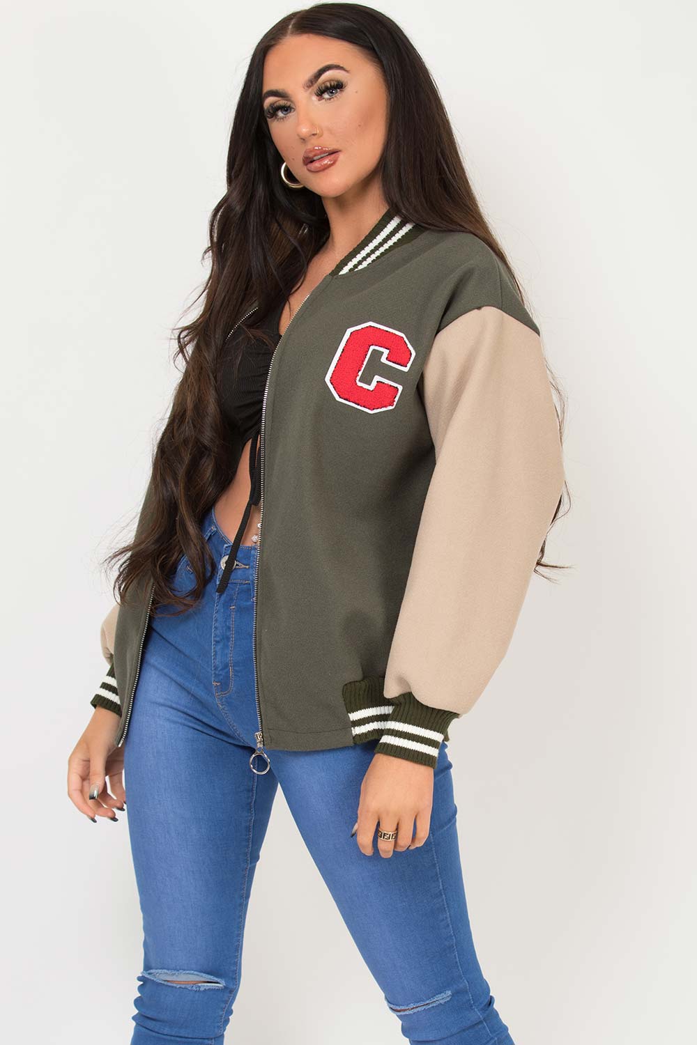 womens varsity baseball bomber jacket