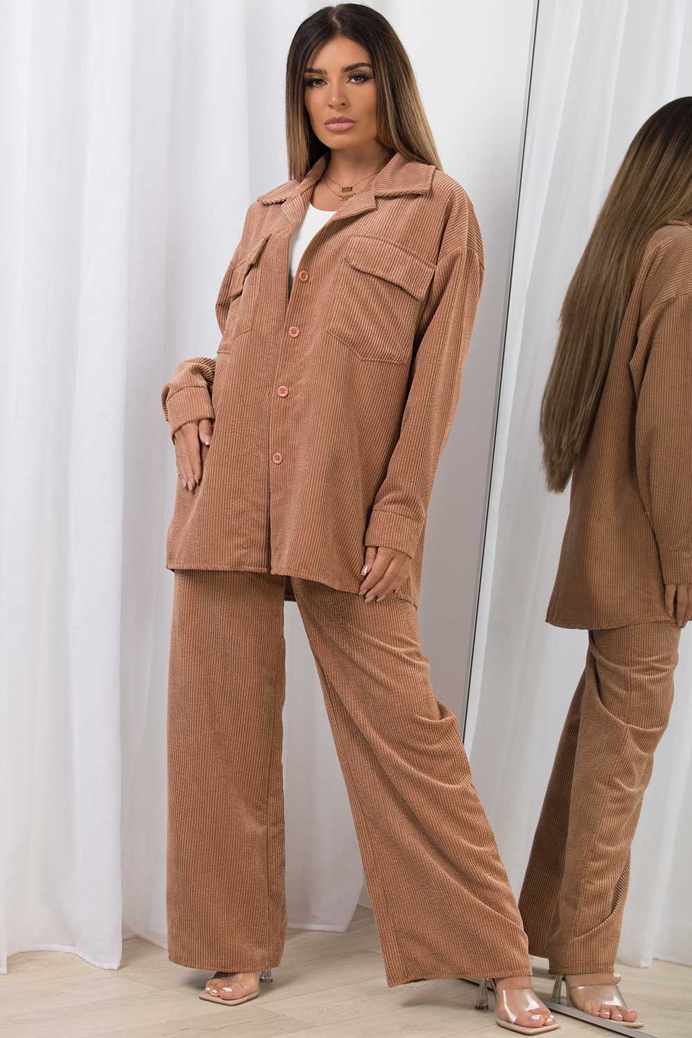 brown corduroy jacket and trousers set