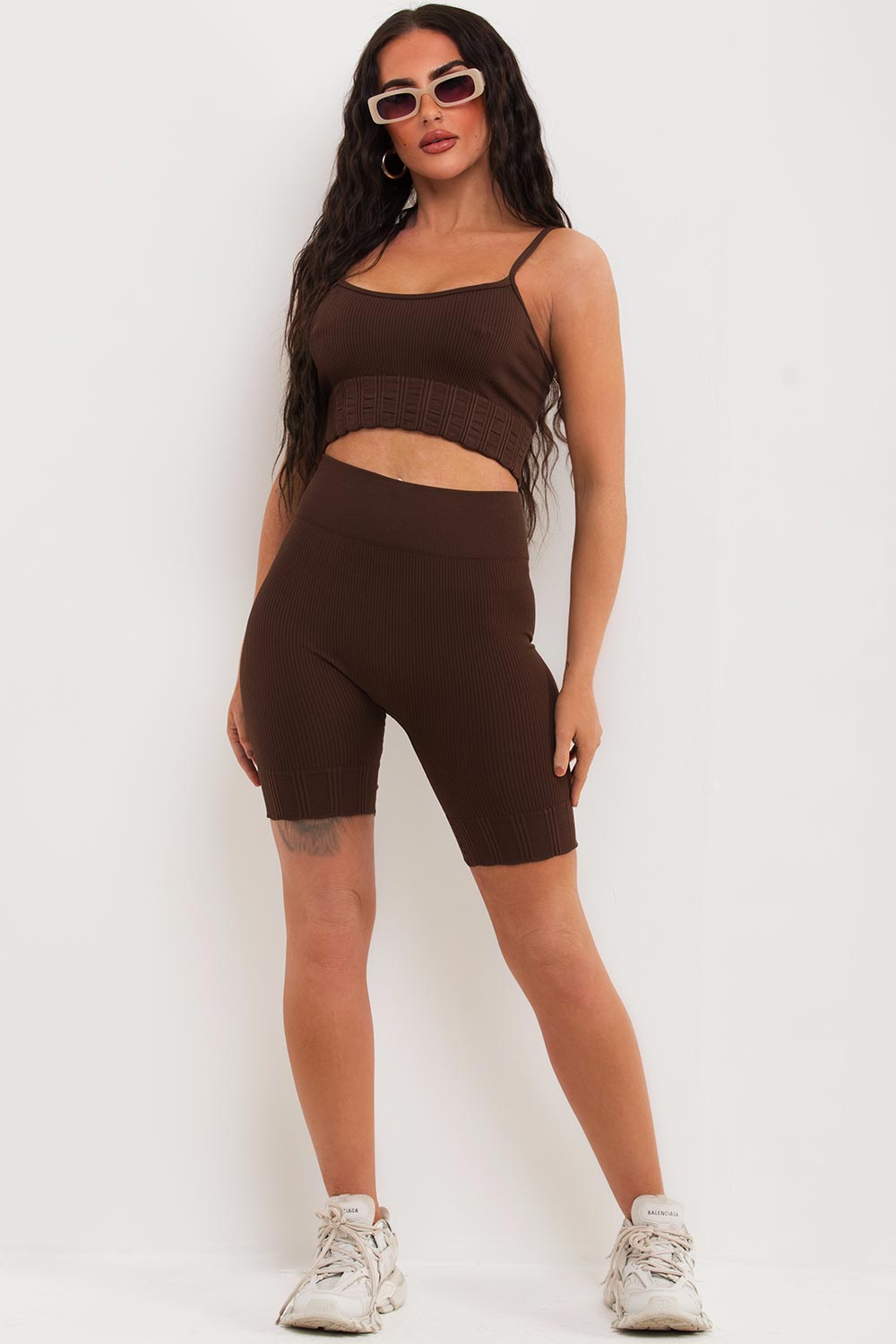 ribbed cycling shorts co ord set