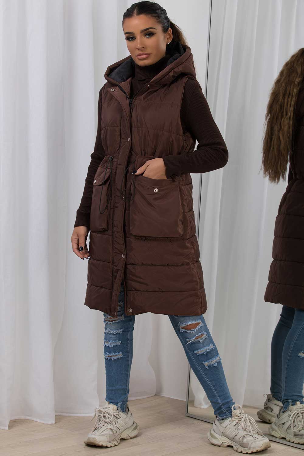 long padded gilet womens