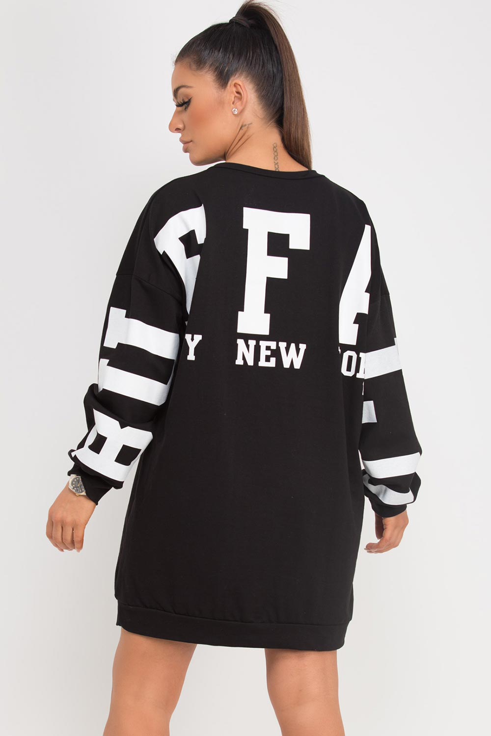 buffalo slogan oversized sweatshirt black