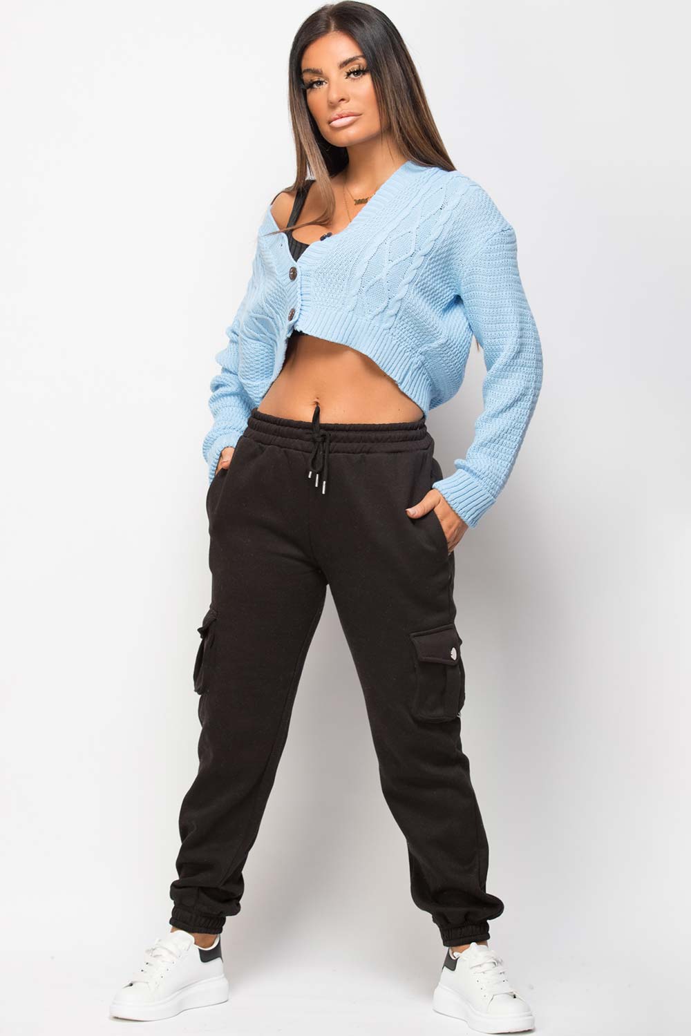 cable knit crop cardigan