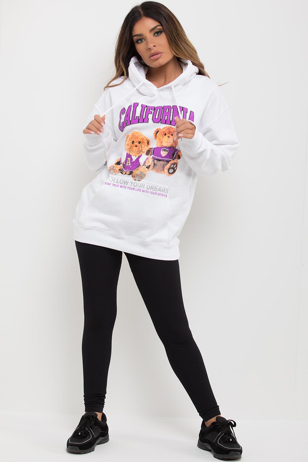 teddy oversized hoodie white