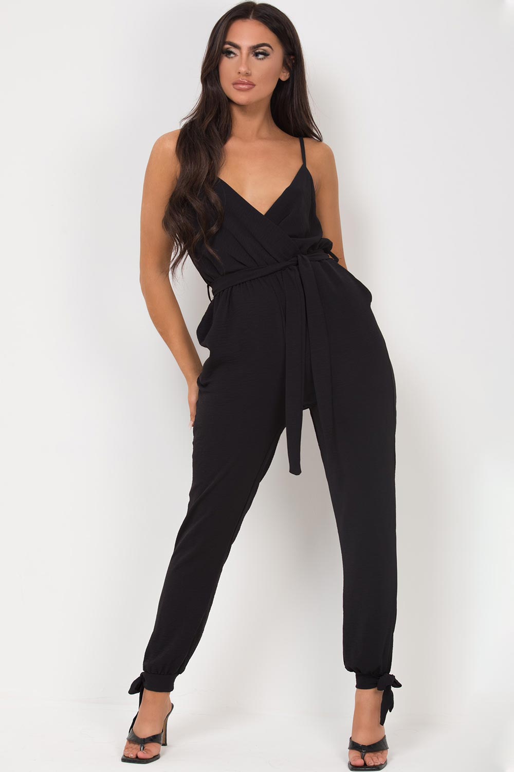 black cami strap jumpsuit