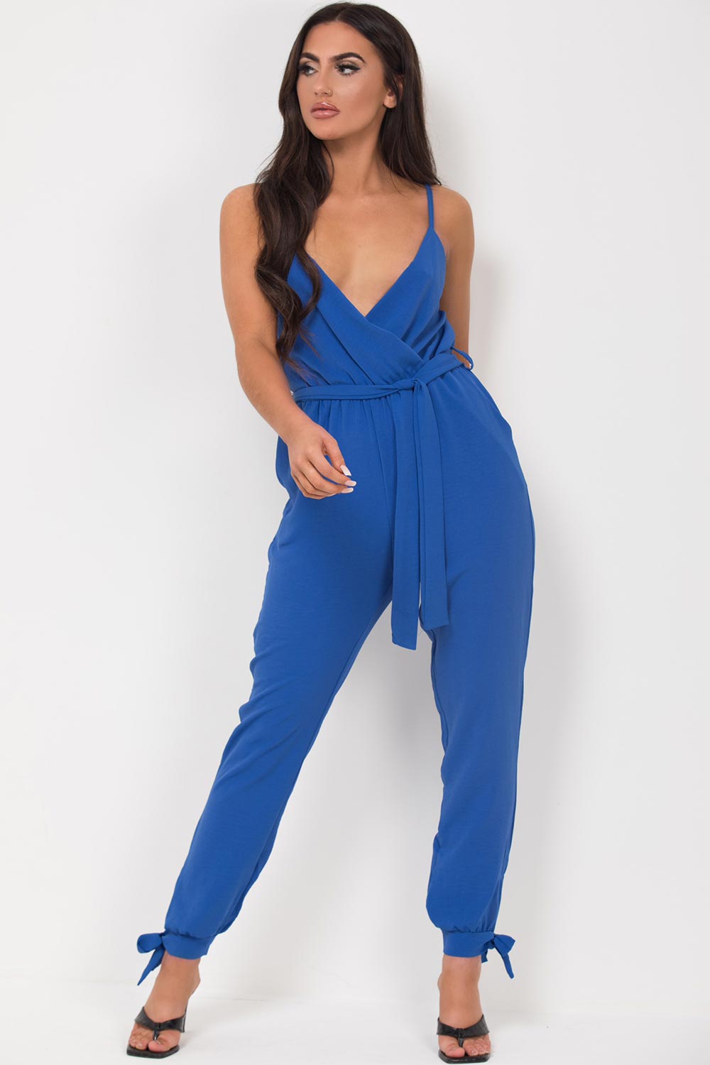 blue cami strap jumpsuit