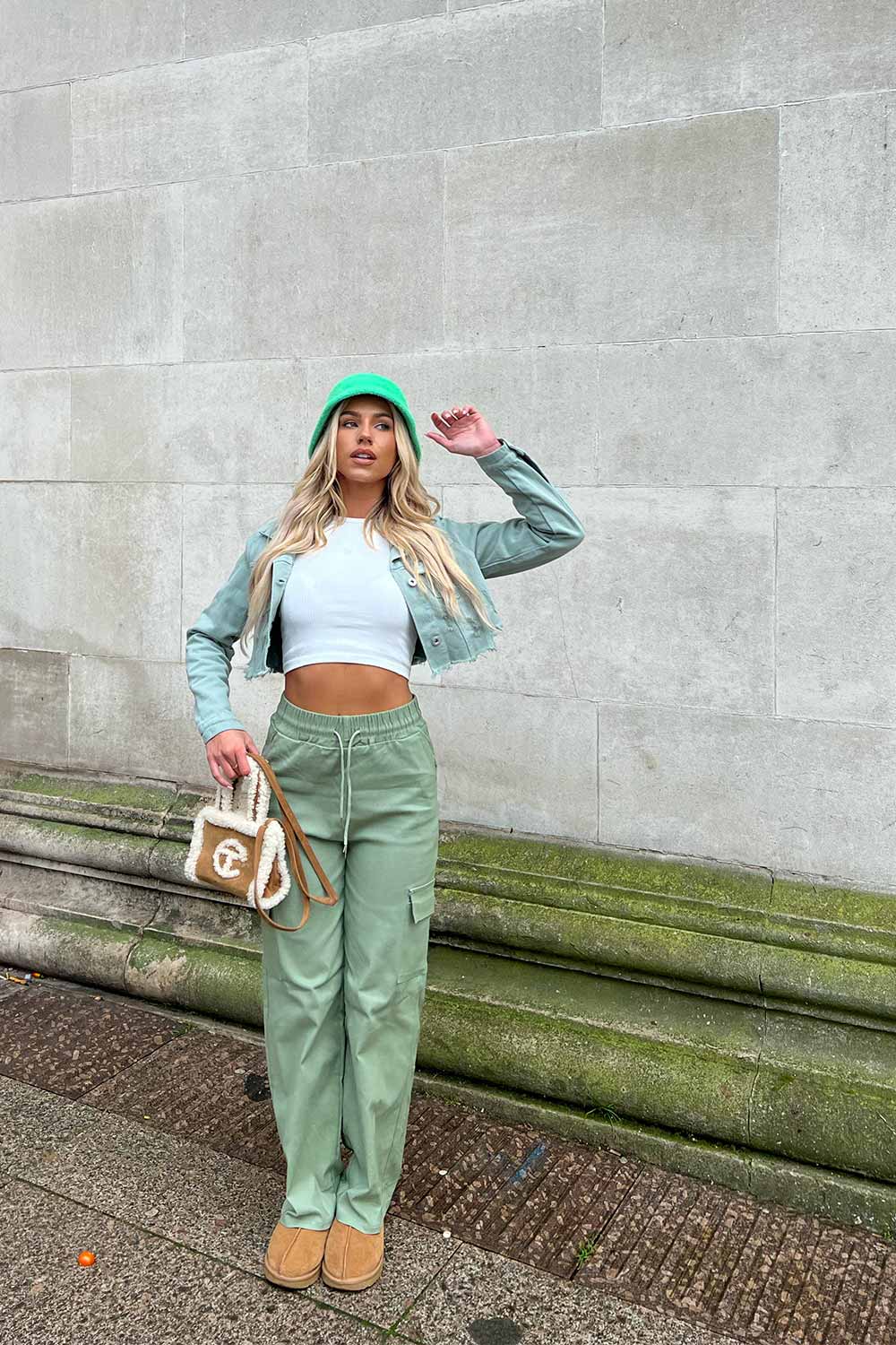 utility pocket high waisted cargo trousers womens