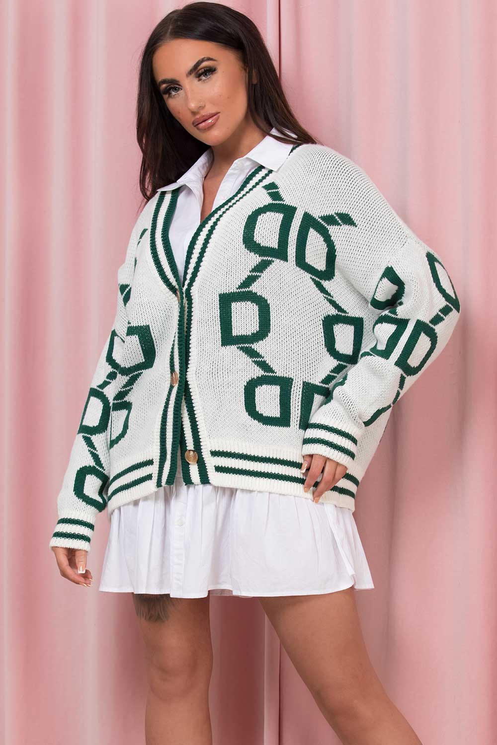 womens cardigan with chain print