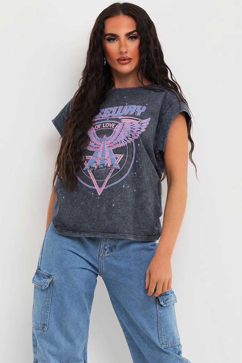 acid wash t shirt womens