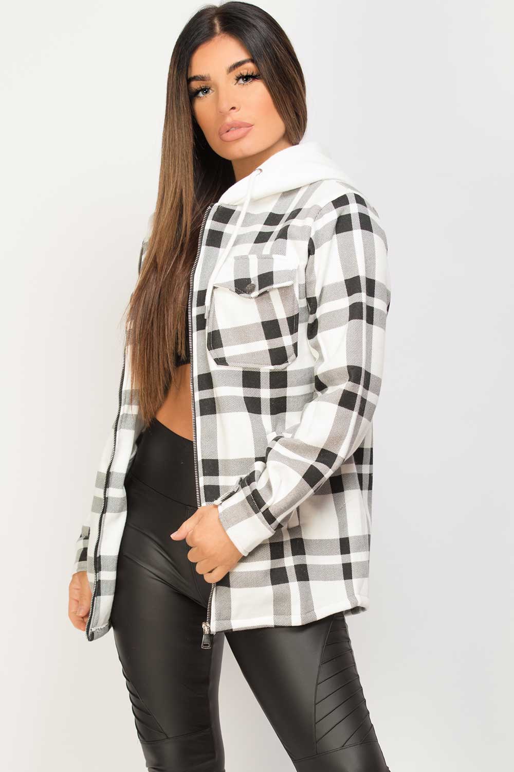 check shacket hooded