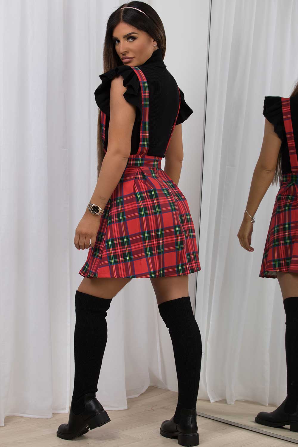 check pinafore skirt sale