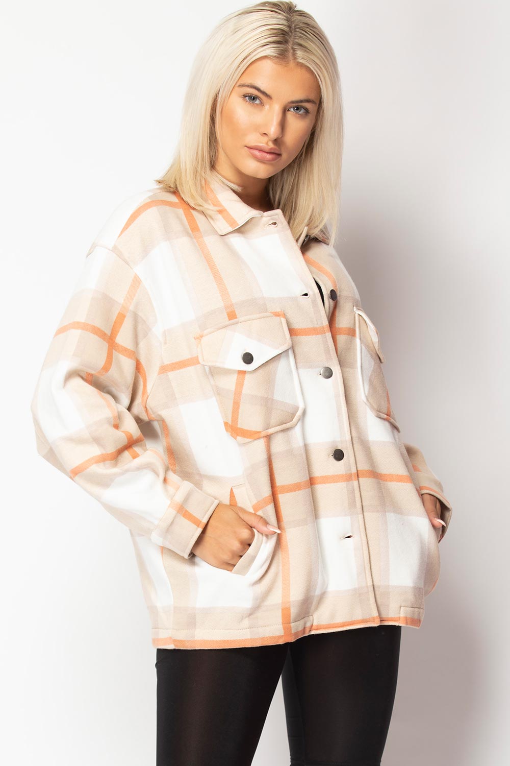 womens trucker jacket beige