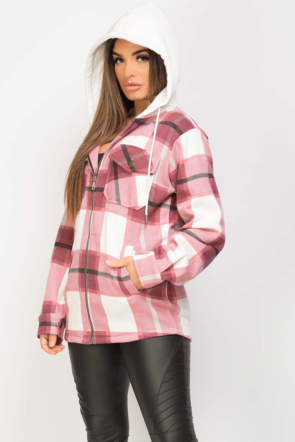 womens check shacket