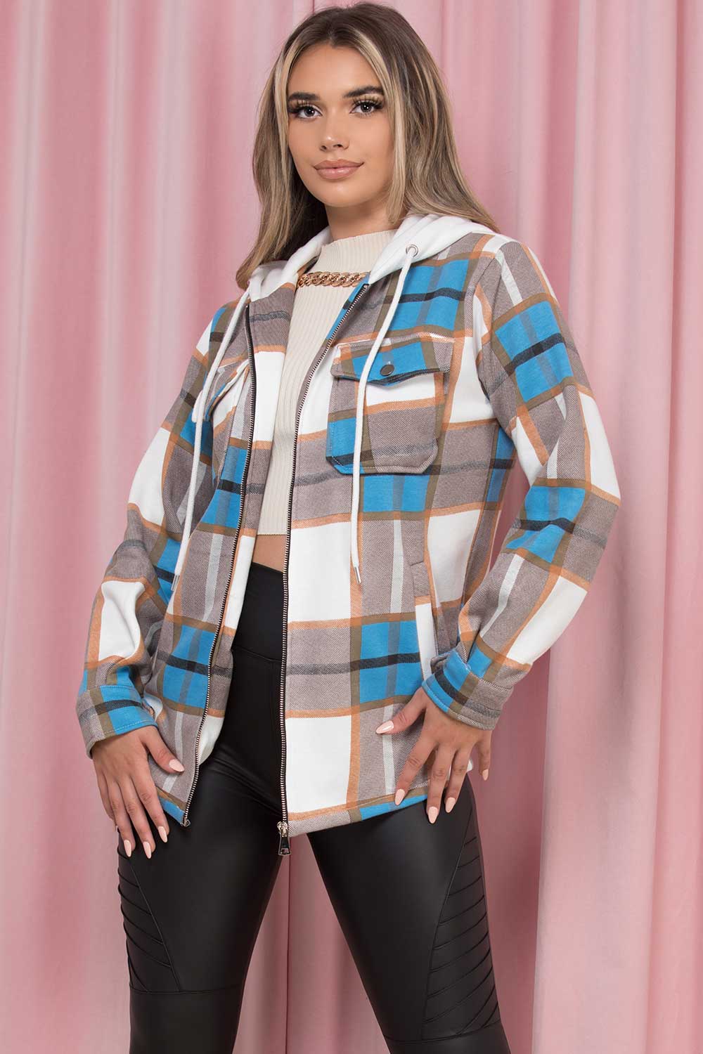 womens shacket with hood