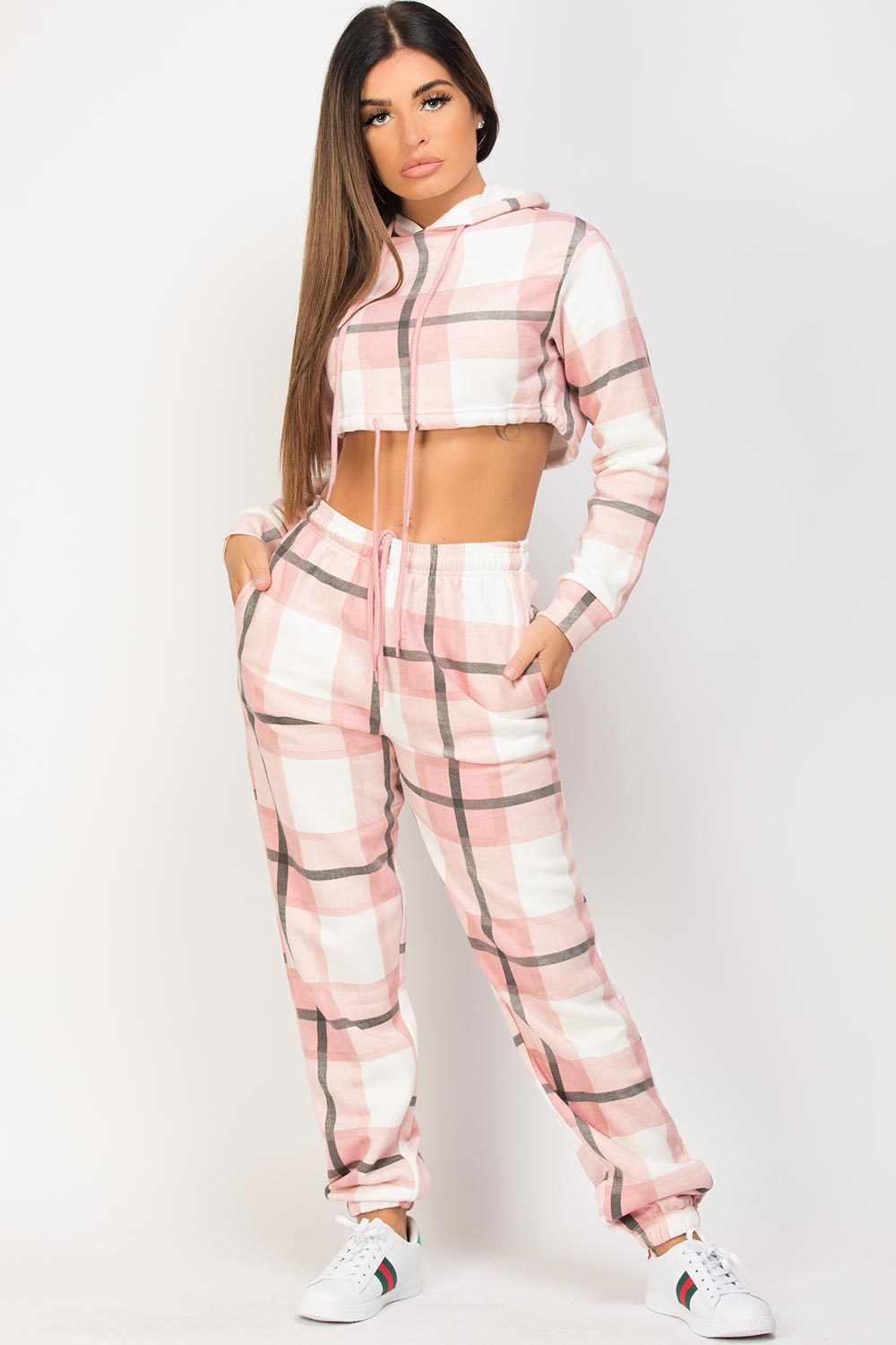 pink check loungewear set