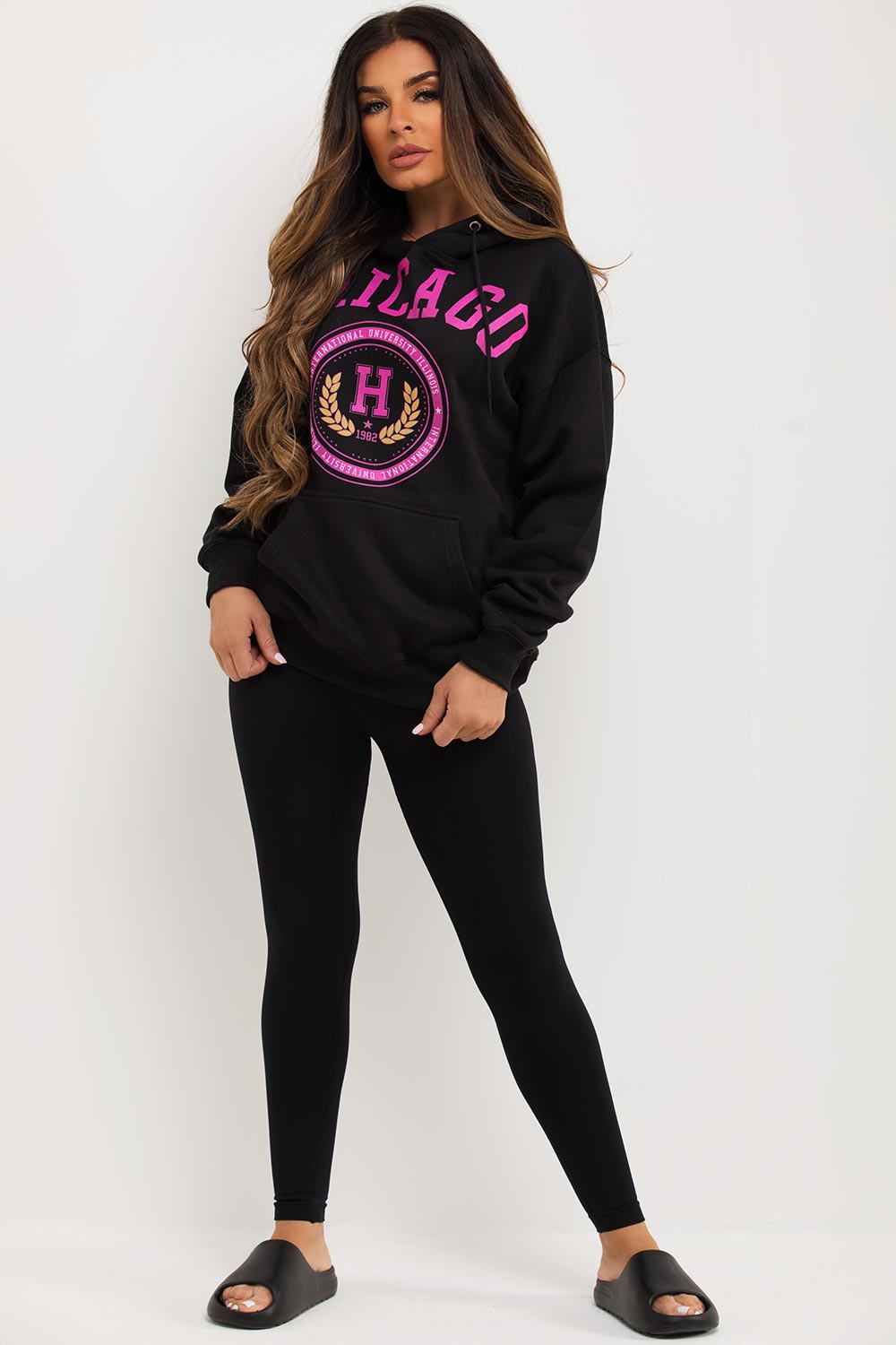 chicago oversized hoodie black