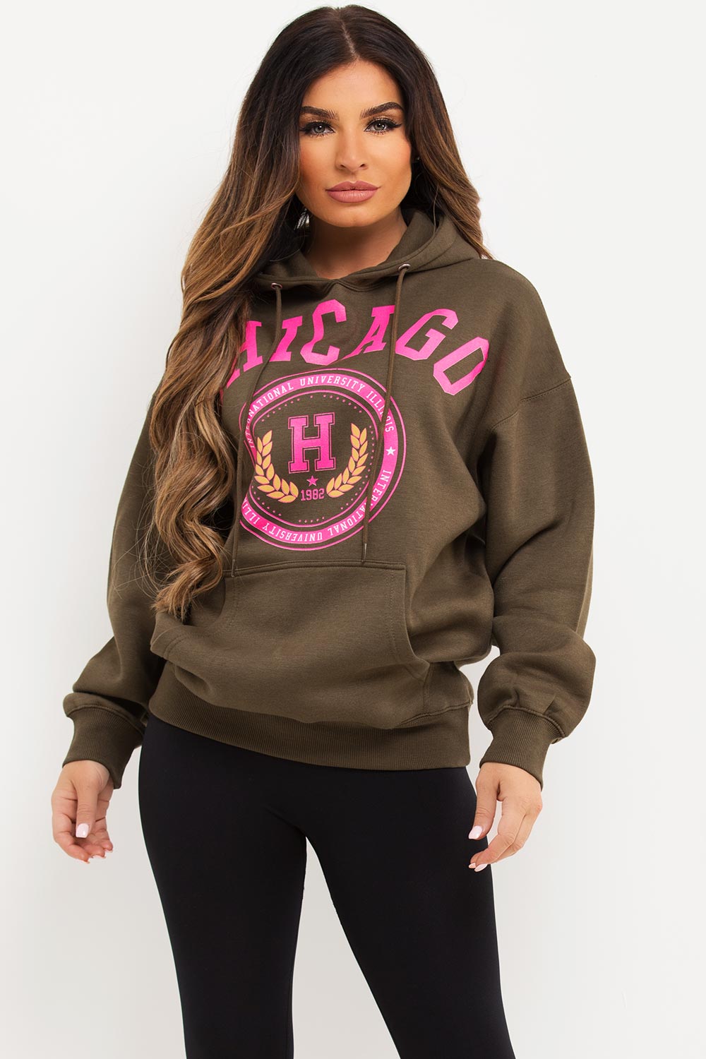 womens khaki oversized hoodie