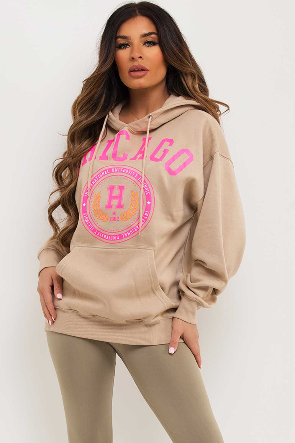 chicago print oversized hoodie