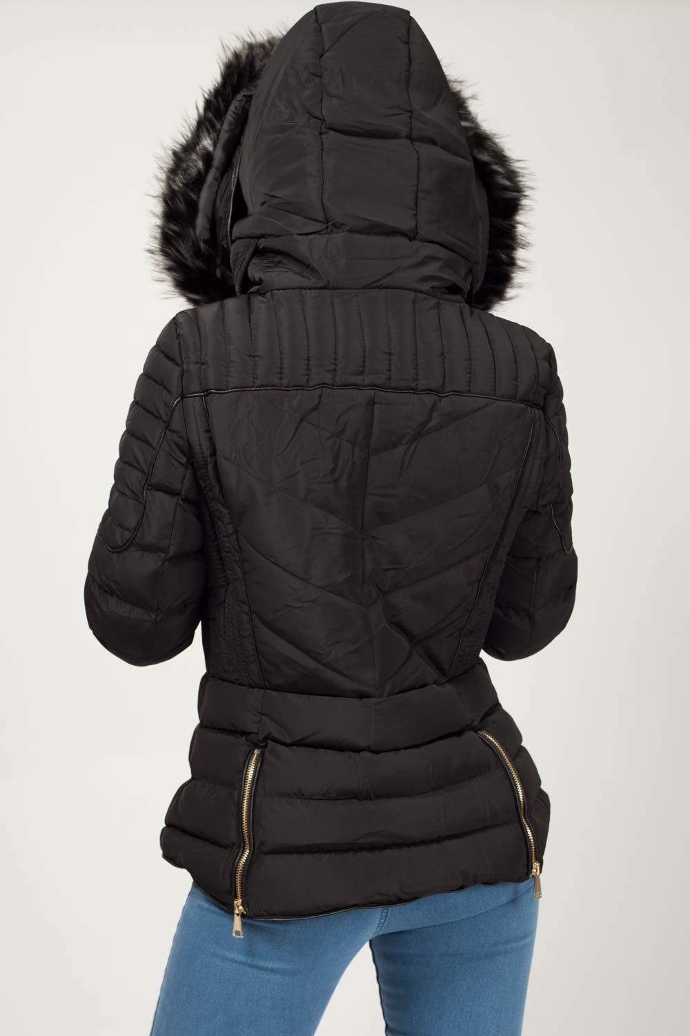 womens black puffer coat uk