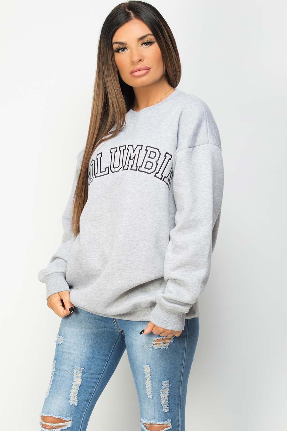 sweatshirt with columbia embroidery