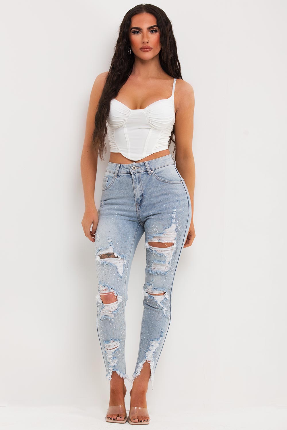 white corset crop top uk