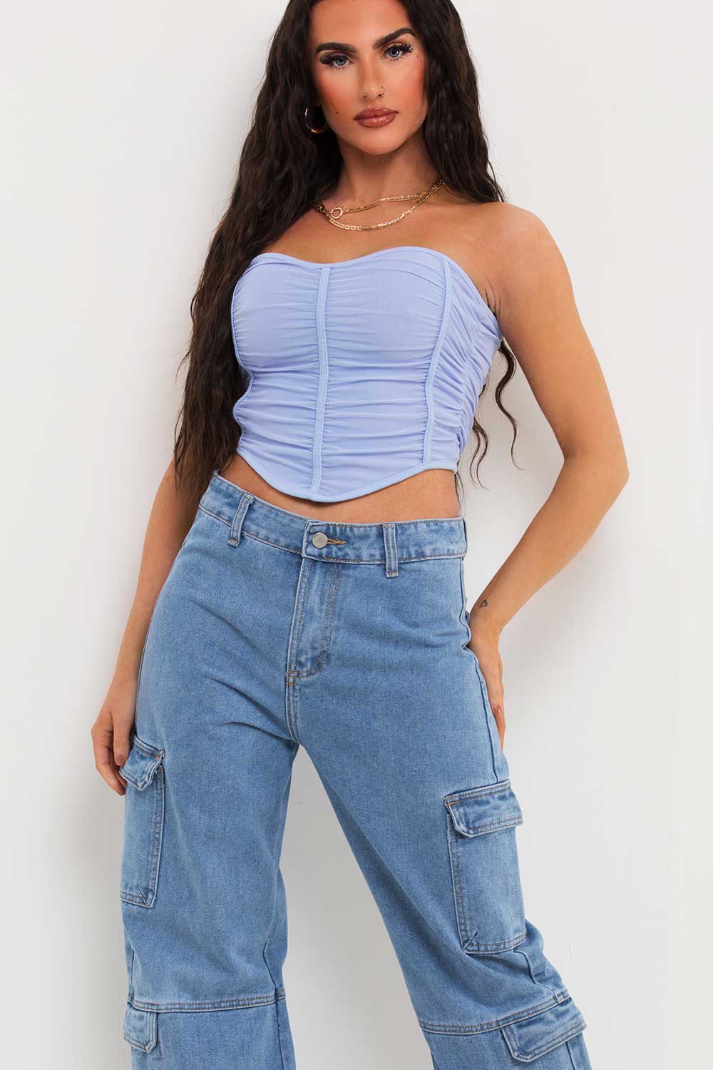 blue corset top