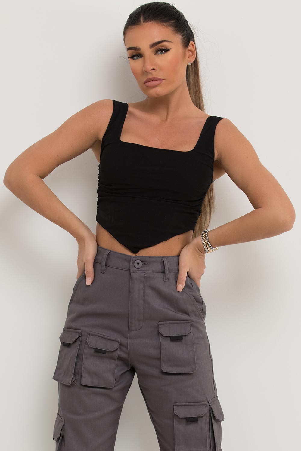 mesh corset crop top