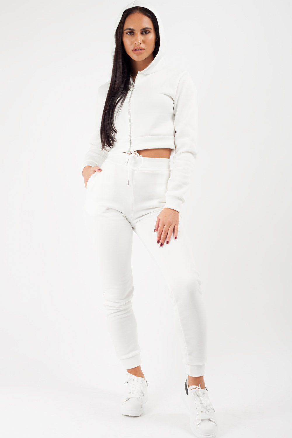 Cropped Hoodie And Joggers Loungewear Co-Ord Set