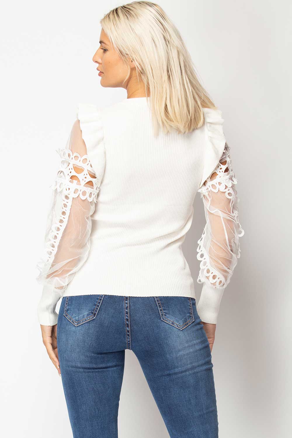 cream lace sleeve jumper