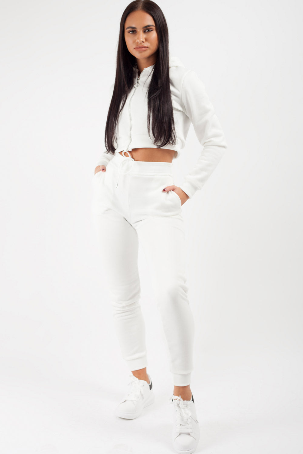 hoodie and joggers two piece set cream